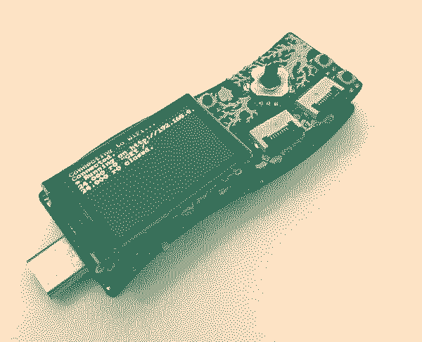 The EMF Tidal badge, a small dongle-like device with a display and USB-C connector